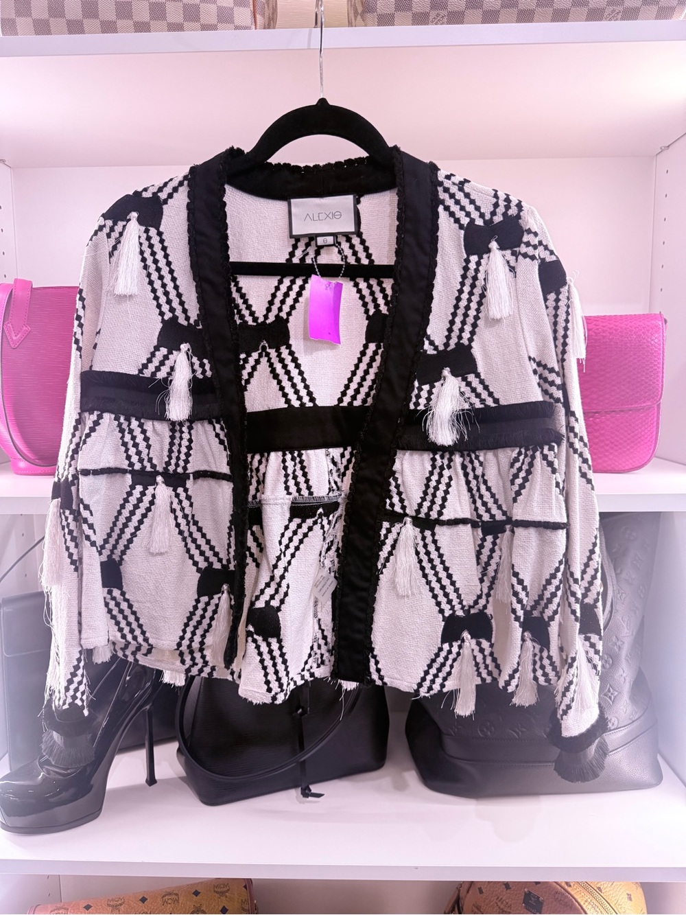 Alexis Sz S Black and White Jacket W/ Tassles
